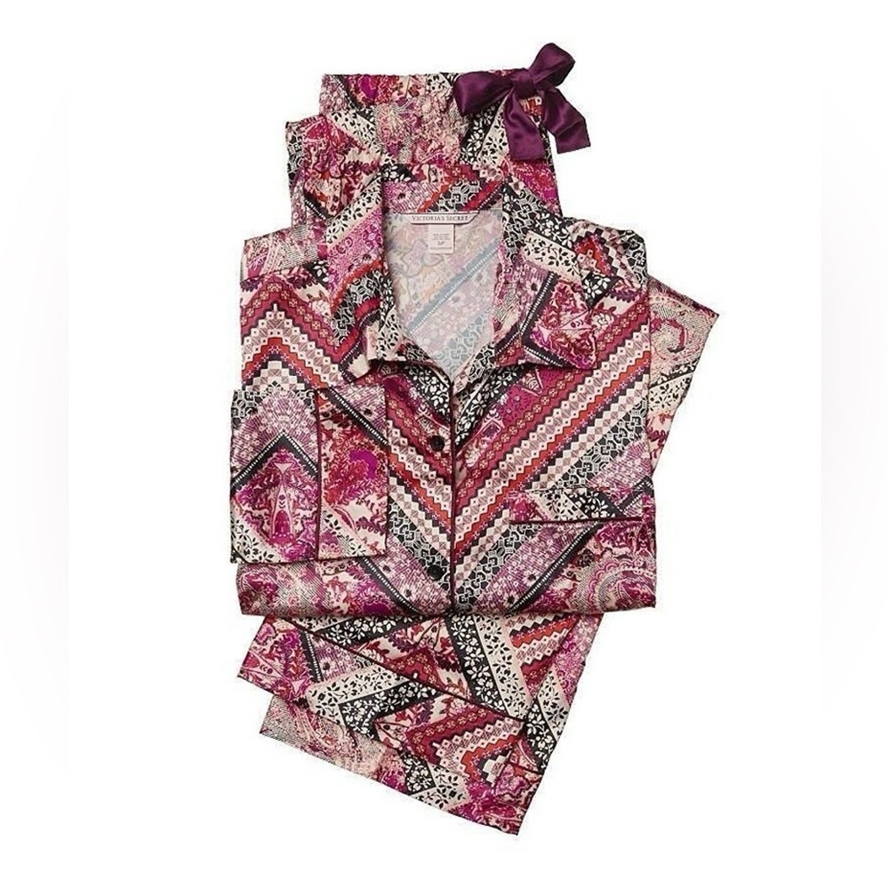 Victoria's Secret Afterhours Satin Full Length Pajama Set in Multicolor Paisley